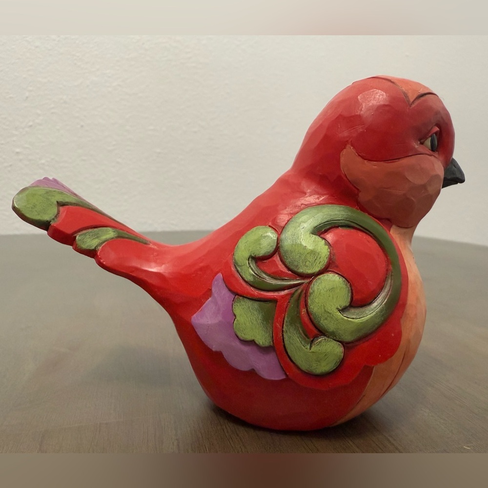 Jim Shore Heartwood Creek Bird Figurine "In Fine Feather" Red Swirl Bird 4056963